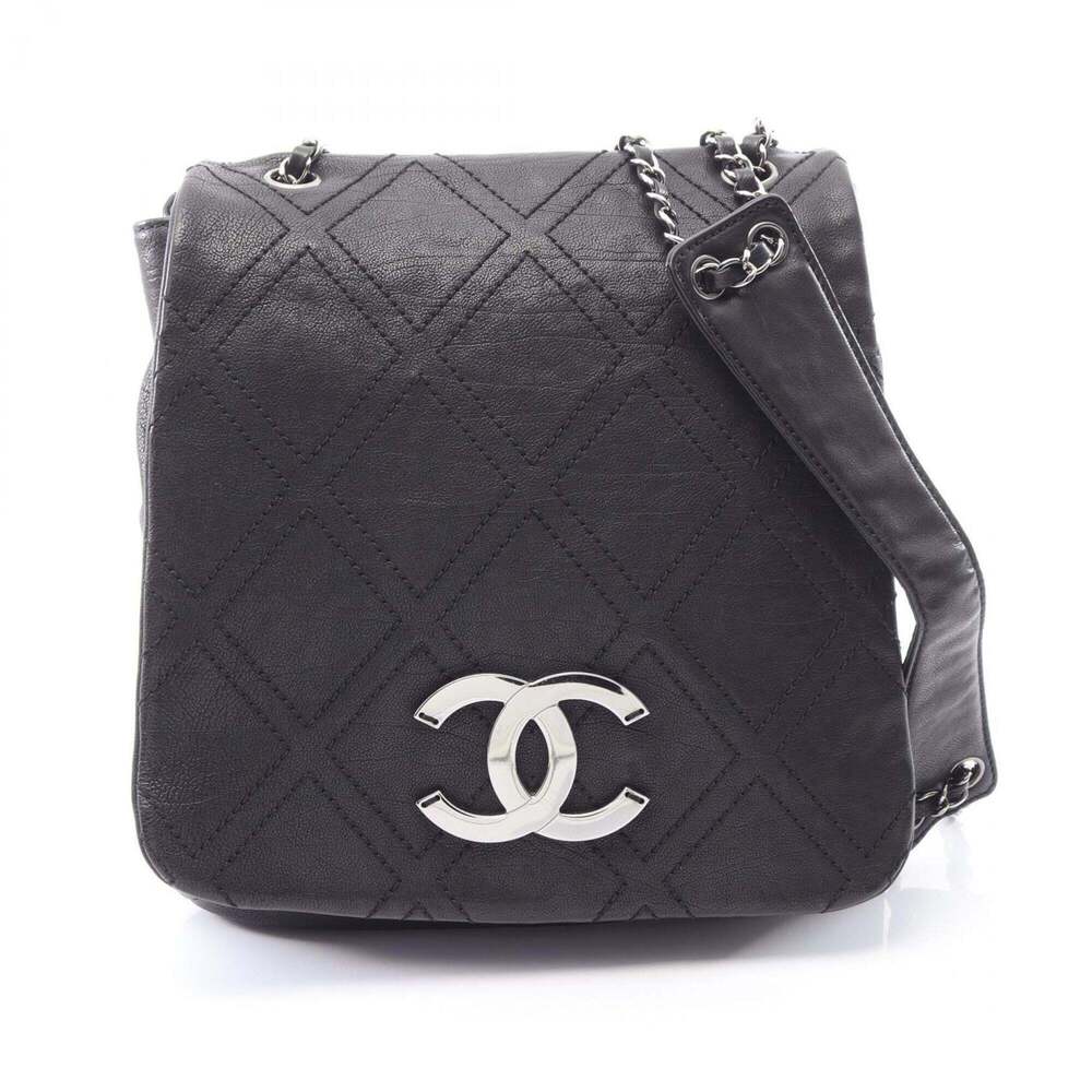 Chanel CHANEL Diamond Stitch Shoulder Bag Handbag Leather Women's Black